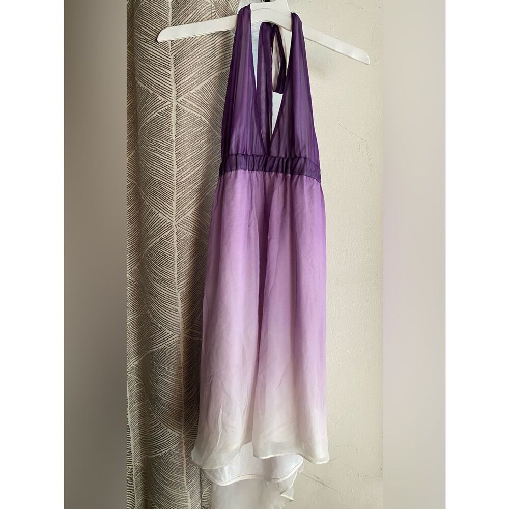 Alice + Olivia Purple to White Halter Ombré Dress Sz Medium